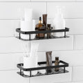 Amazon Basics SelfAdhesive Aluminium Bathroom Wall Shelf | WaterResistant | Pack of 2 | ToolFree Installation | Black | 30D x