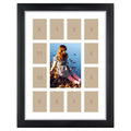 Craig Frames 1WB3BK 12 by 16-Inch Black Picture Frame, Single White Collage Mat with 13 Openings