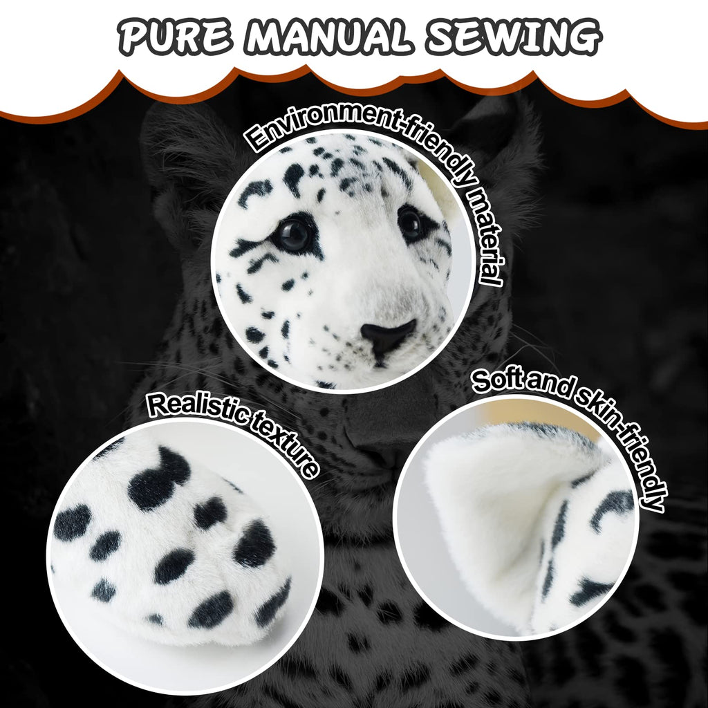 Gisqis Snow Leopard Stuffed Animals, 24' Stuffed Snow Leopard Plush White Leopard Plush Toys Pillow Soft Realistic Jungle Stuff