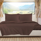 Clara Clark Rv Queen Sheets, 6 Piece Rv Sheets Set - Hotel Luxury Sheets For Rv Bunks, Super Soft Bedding Sheets & Pillowcases, Rv Short Queen Sheets, Chocolate Brown
