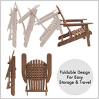 Casafield Folding Adirondack Chair, Set Of 2 Cedar Wood Outdoor Fire Pit Lounge Chairs For Patio, Deck, Yard, Lawn And Garden Seating, Partially Pre-Assembled - Espresso