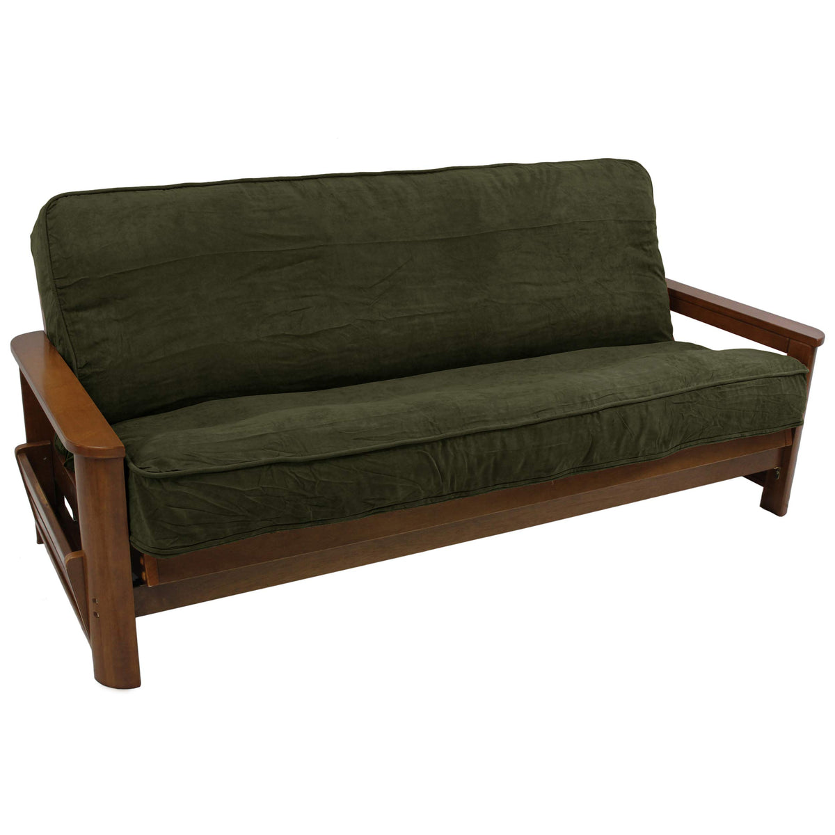 Blazing Needles Solid Microsuede Double Corded 8&quot; to 9&quot; Futon Cover, Full, Hunter Green