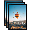 JCJMY 13x17 Black Picture Frame Set of 3, Horizontal and Vertical Formats for Wall Hanging, 13 x 17 Wall Gallery Poster Photo Fr