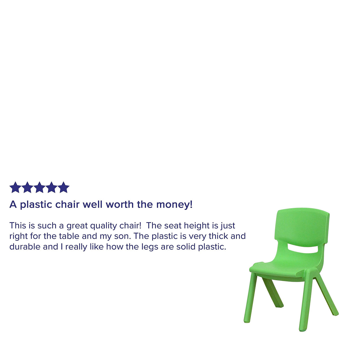 Flash Furniture Whitney 4 Pack Green Plastic Stackable School Chair with 10.5'' Seat Height