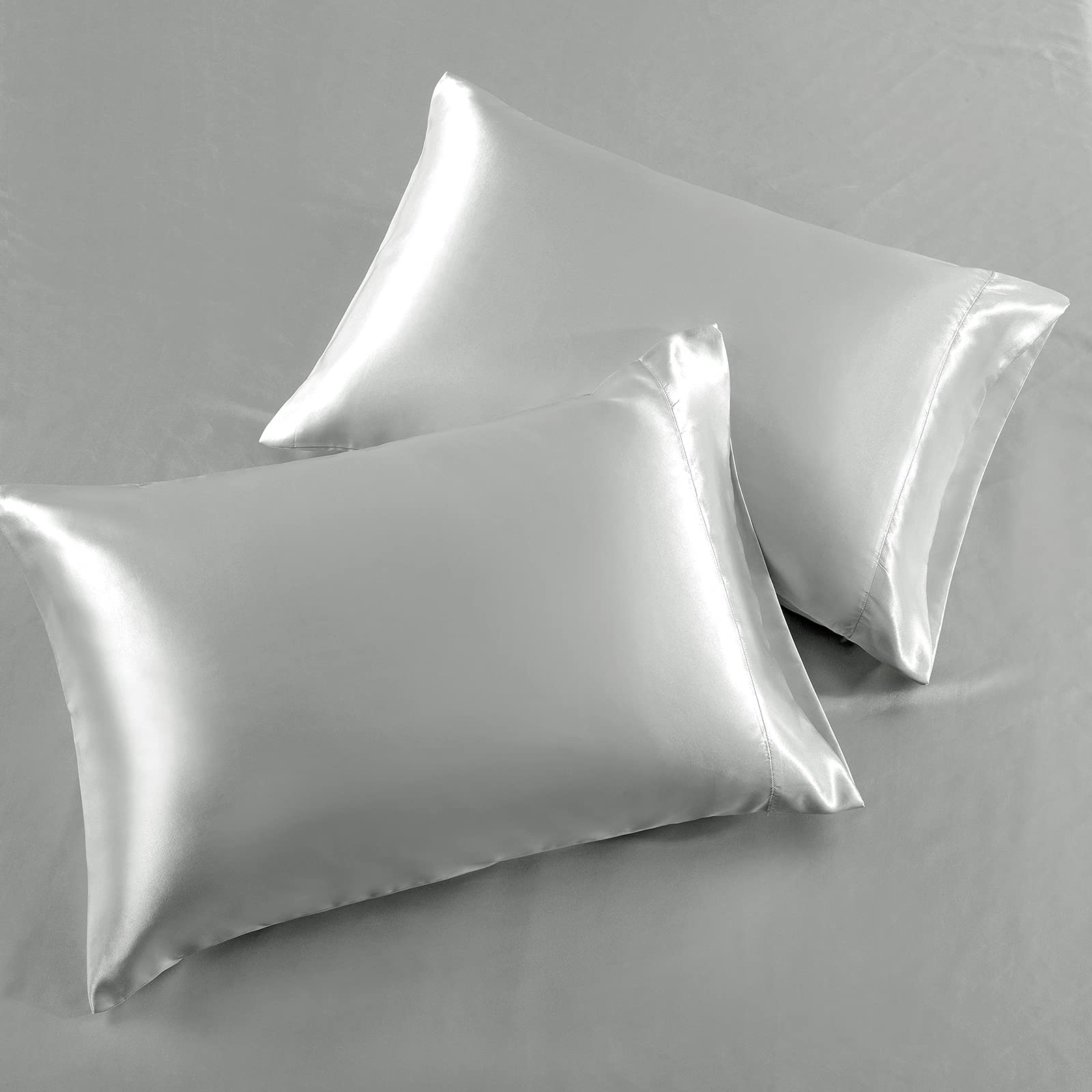Siinvdabzx 4Pcs Satin Sheet Set King Size Ultra Silky Soft Light Grey Satin King Bed Sheets With Deep Pocket, 1 Fitted Sheet, 1