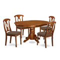 East West Furniture AVNA5-SBR-C Avon 5 Piece Set for 4 Includes an Oval Table with Butterfly Leaf and 4 Linen Fabric Kitchen Dining Chairs, 42x60 Inch