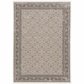 HomeRoots 509406 8 x 11 ft. Ivory & Gray Oriental Power Loom Stain Resistant Rectangle Area Rug with Fringe