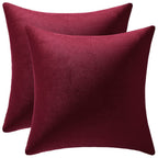 Dezene Throw Pillow Covers 22X22 Burgundy: 2 Pack Cozy Soft Velvet Square Decorative Pillow Cases For Farmhouse Home Decor