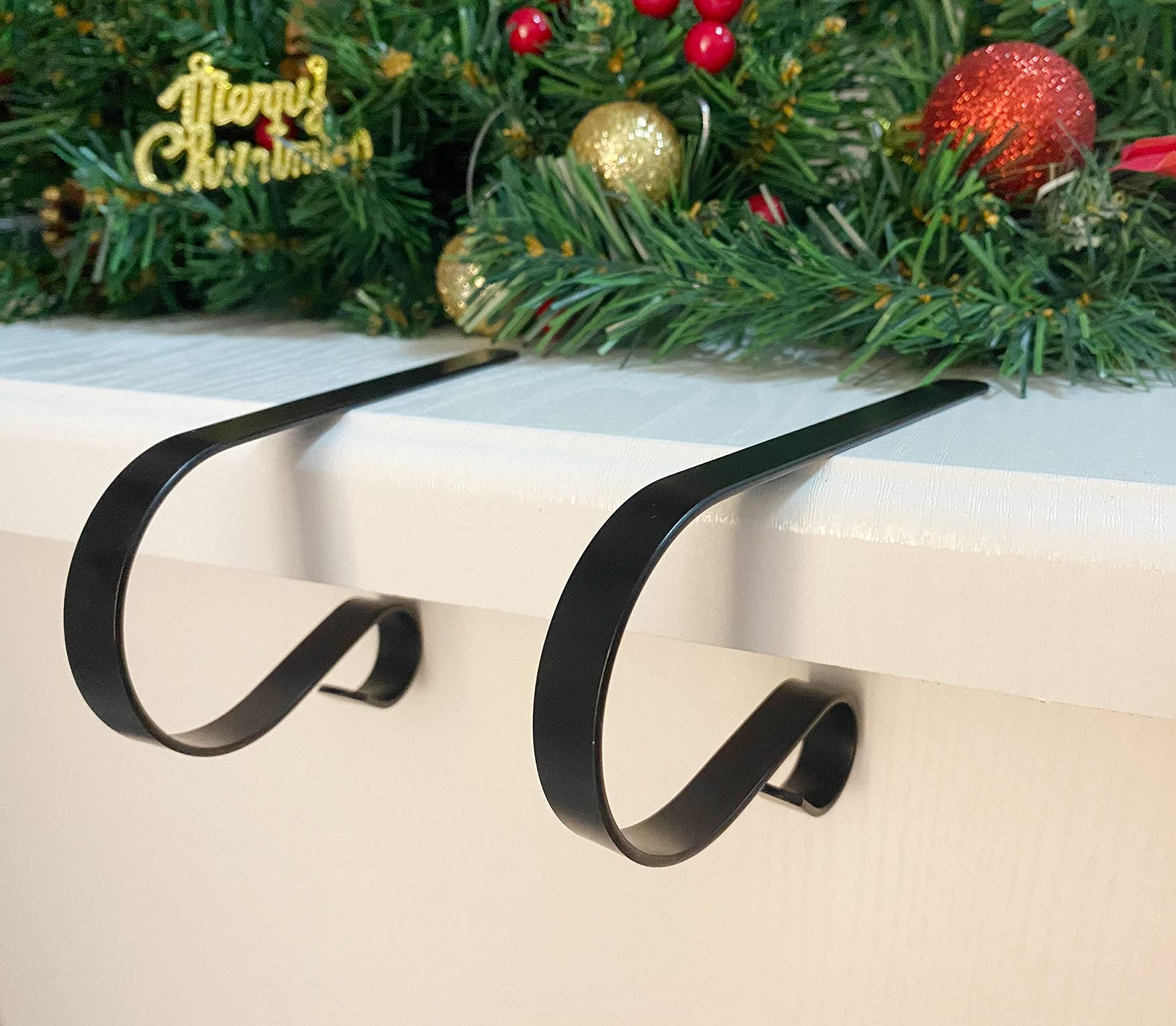 Edoneery Christmas Stocking Holders For Fireplace Mantle With Separate Double-Sided Tapes, Non-Slip Stocking Hangers For Shelves