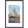 PEALSN 11x17 Picture Frame, Display Pictures 8 x 12 with Mat or 11 x 17 Without Mat for Wall Mounting Display, Photo Frames, Bla