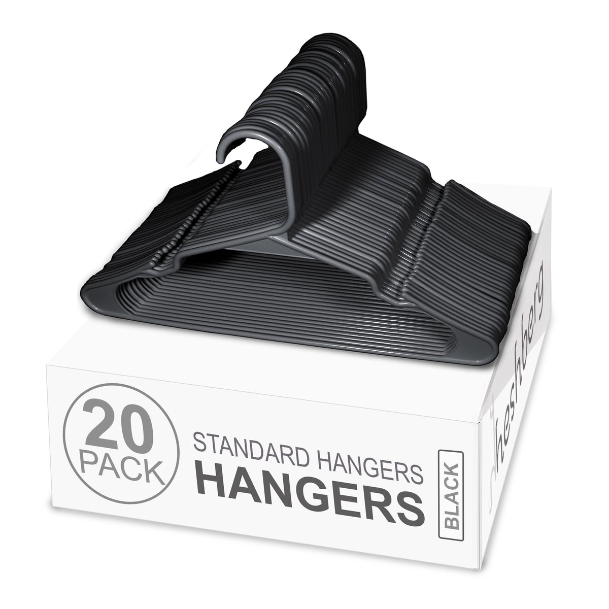 Heshberg Plastic Notched Hangers Space Saving Tubular Clothes Hangers Standard Size Ideal for Everyday Use on Shirts, Coats, Pan