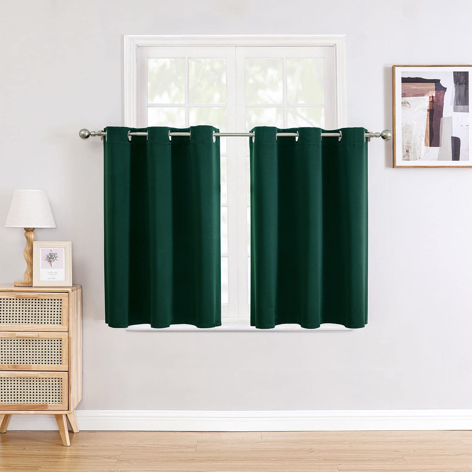 ChrisDowa Small Window Curtains for Kitchen and Bedroom - Grommet Short Thermal Insulated Room Darkening Curtains (2 Panels, For