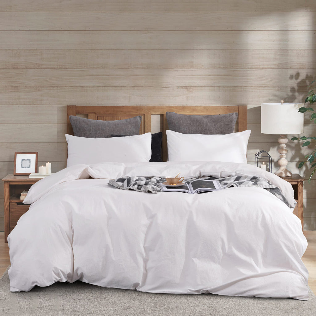 Ventidora 3 Piece Duvet Cover Set Cal King Size,100% Organic Washed Cotton Linen Feel Like Textured, Luxury Soft And Breatheable