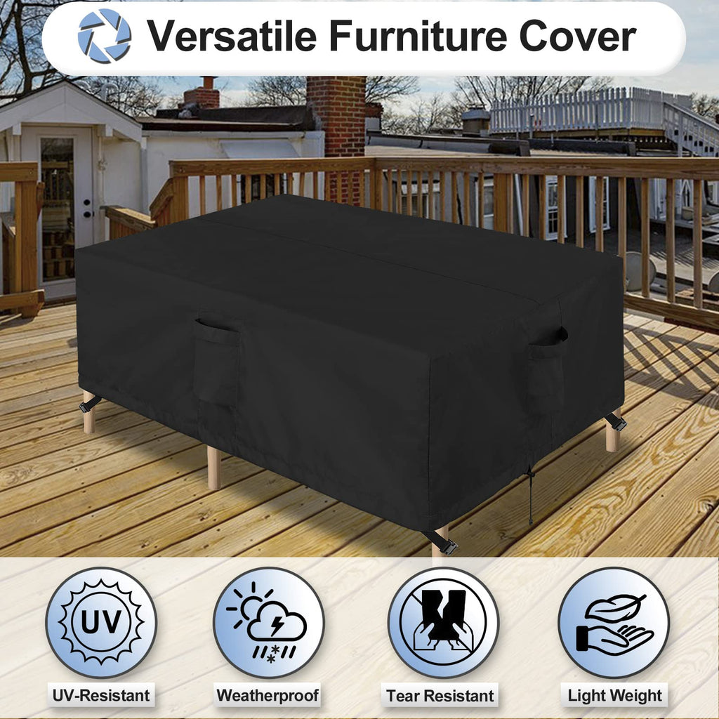 Outdoorlines Outdoor Waterproof Patio Table Furniture Set Covers - Rectangle Couch Sectional Cover Outside Weatherproof Patio Furniture Covering For Deck, Lawn And Backyard 74'L X 47'W X 28'H, Black