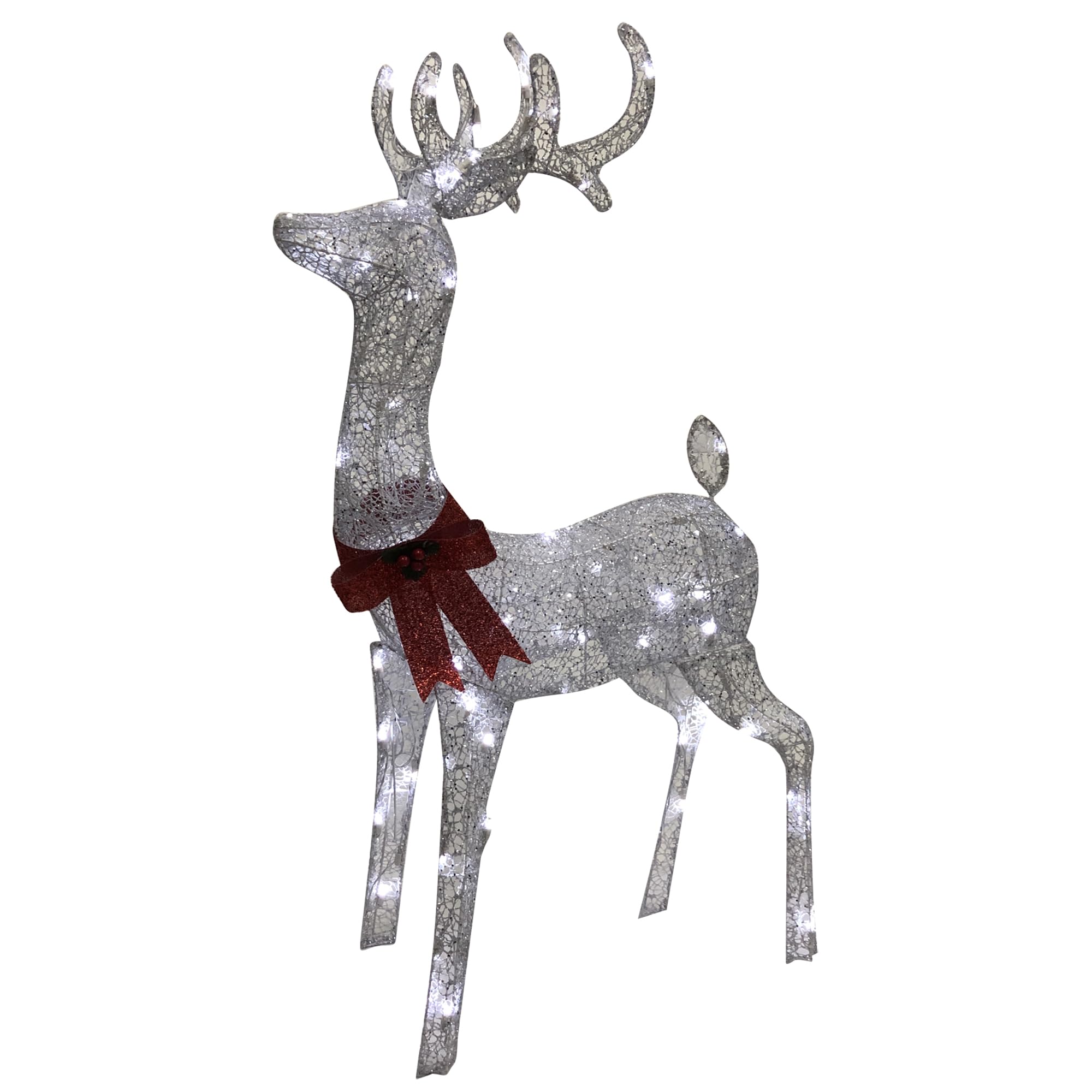 Brite Star 52' Silver Spun Glitter Elegant Morphing Buck Deer, Pure White