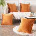 Stuffique Velvet Throw Pillow Covers Pack Of 4 Decorative Pillowcases/Cushion Covers 16 X 16 Inch (Orange)