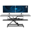 VIVO 47 inch Electric Motor Desk Converter, Height Adjustable Riser, Sit to Stand Dual Monitor and Laptop Workstation with Wide 