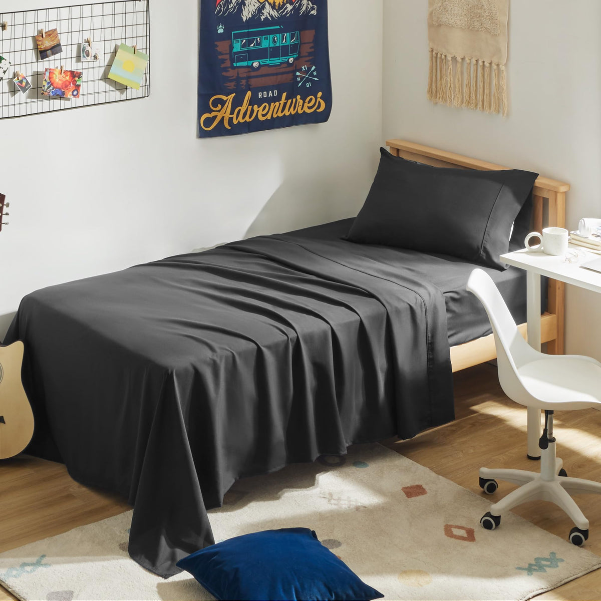 Sleep Zone Soft Sheets For Twin Size Bed, 3 Pieces Skin-Friendly & Breathable Sheet Set For Kids, Students, Easy Care Microfiber