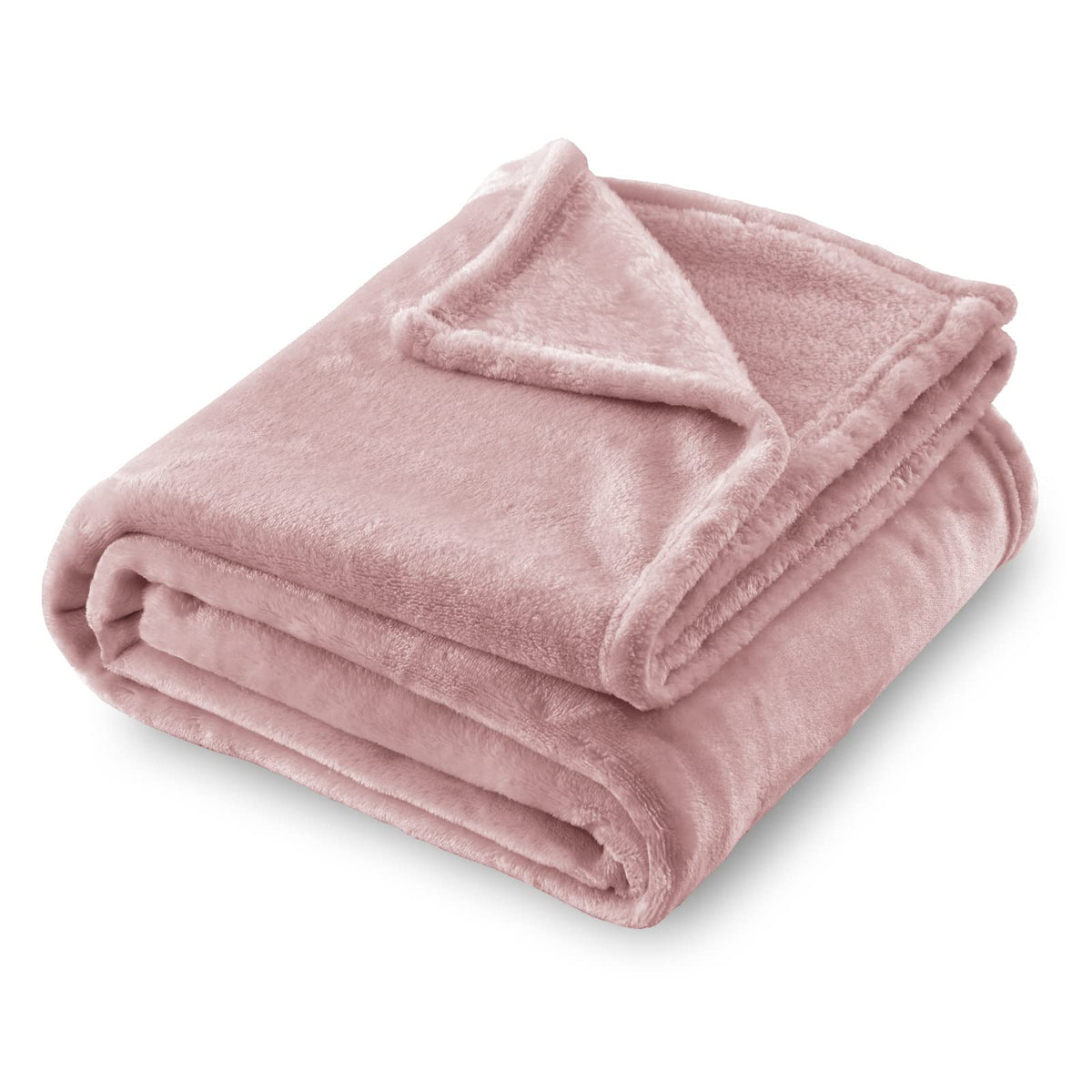 Sochow Flannel Fleece Blanket Queen Size, All Season Lightweight Super Soft Cozy Blanket For Bed Or Couch, Dusty Pink, 90X90 Inc