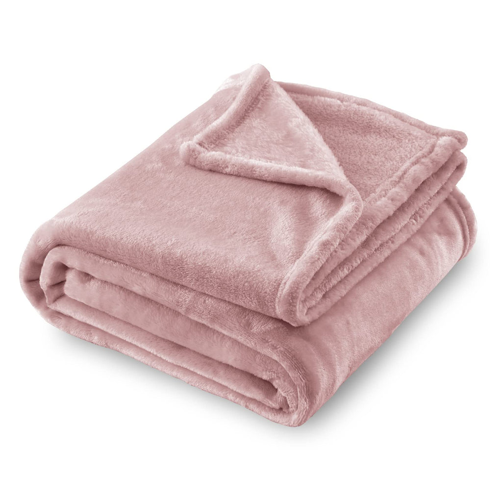 Sochow Flannel Fleece Blanket Throw Size, All Season Lightweight Super Soft Cozy Blanket For Bed Or Couch, Dusty Pink, 50X60 Inc
