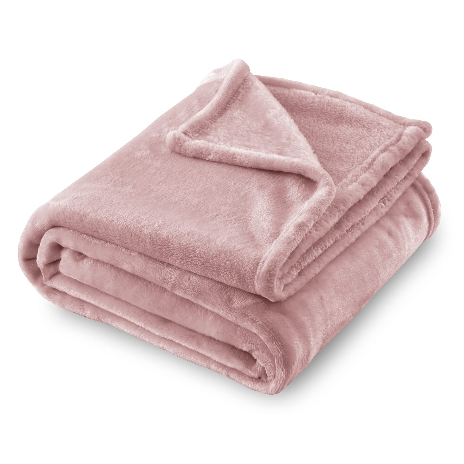 Sochow Flannel Fleece Blanket Throw Size, All Season Lightweight Super Soft Cozy Blanket For Bed Or Couch, Dusty Pink, 50X60 Inc