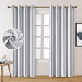 Homeideas 2 Panels Greyish White Faux Silk Curtains White Blackout Curtains For Bedroom 52 X 96 Inch Room Darkening Satin Drapes