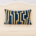 Alerfa 18 X 18 Inches Navy Blue Geometric Gold Leather Striped Cushion Cases Luxury European Throw Pillow Covers Decorative Pill