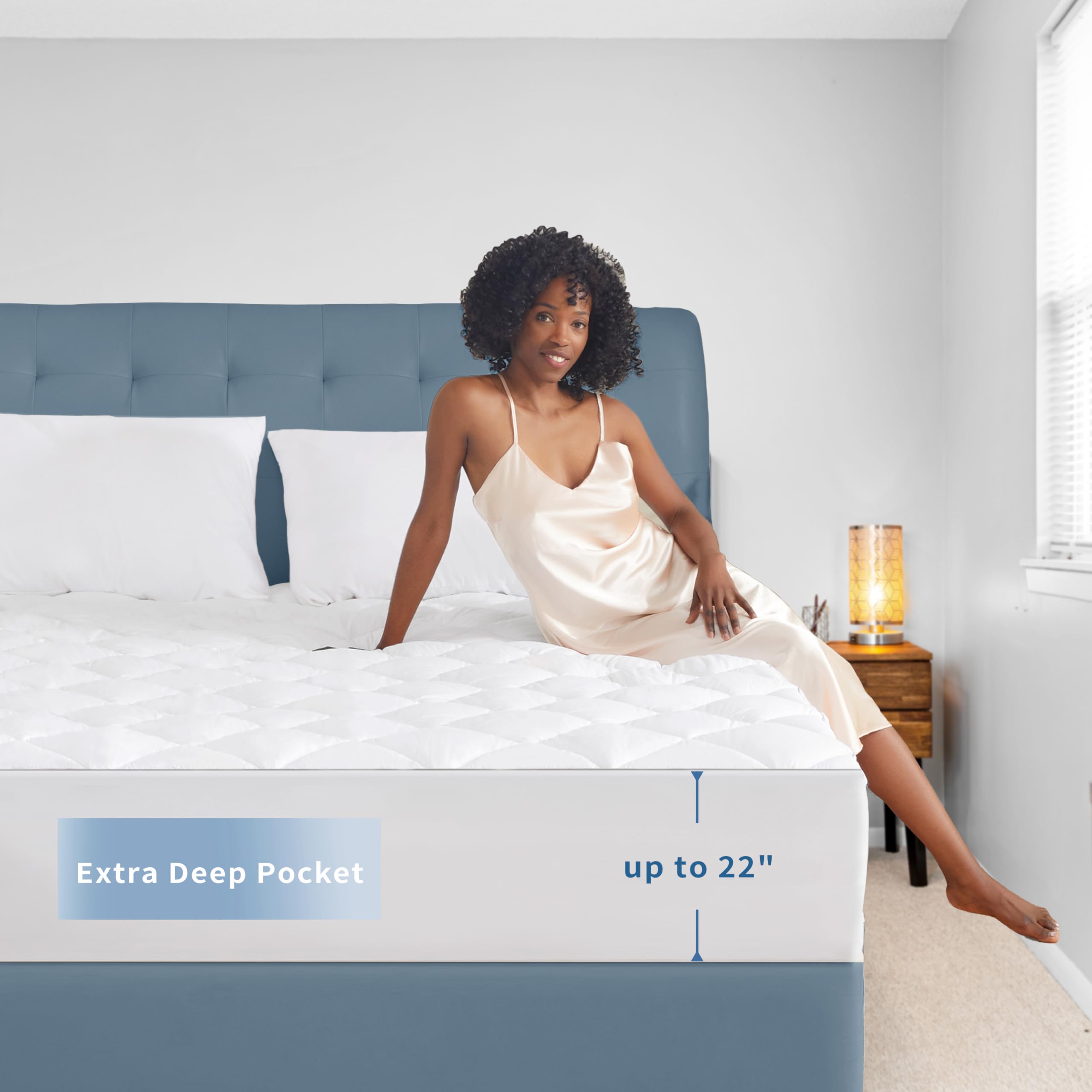 Sunflower California King Mattress Pad Cover, Cotton Mattress Cover Hypoallergenic, Extra Deep Pocket 18'-22' Quilted Mattress Protector Cal King Size Thin Version, Soft Breathable And Noiseless