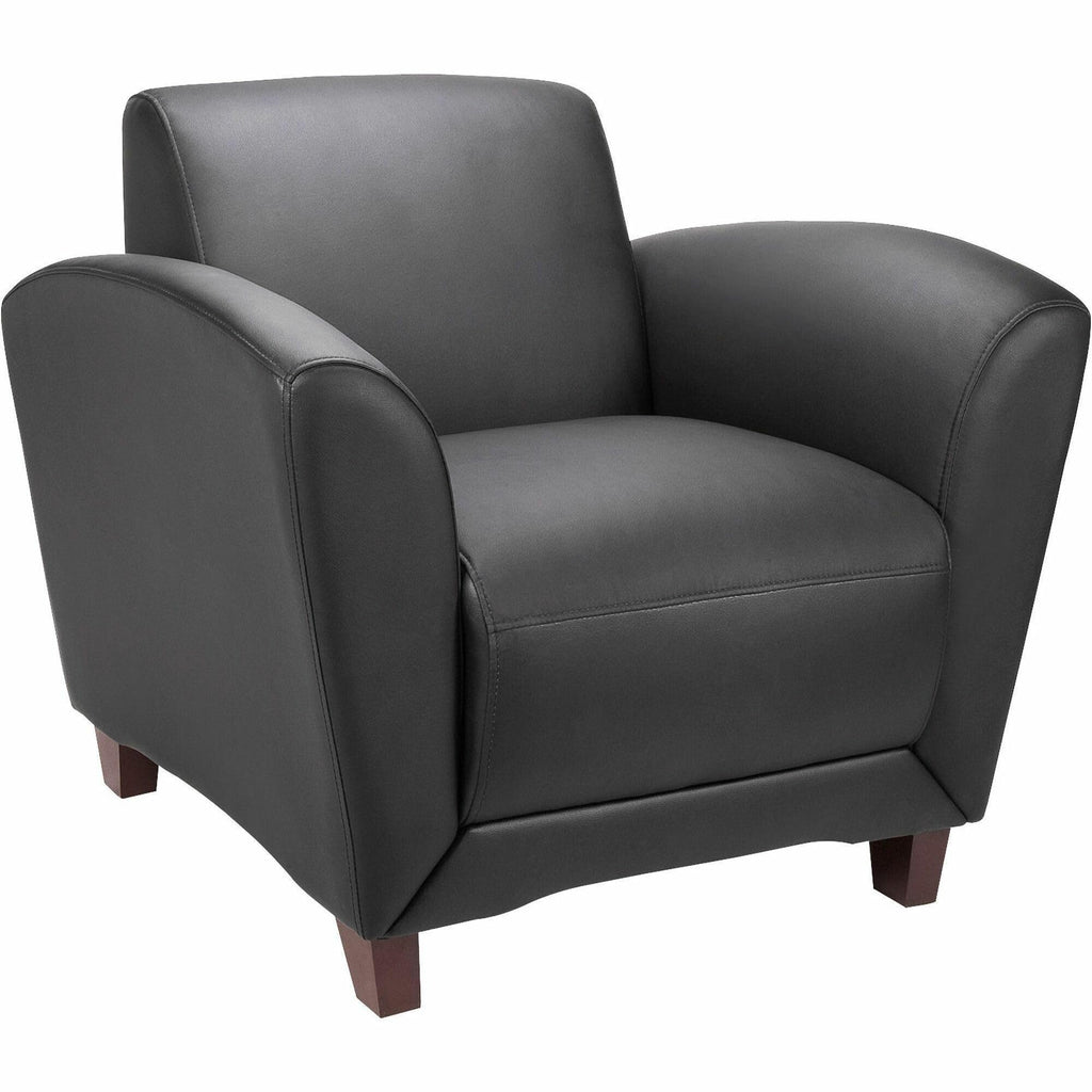 Lorell Leather Reception Club Chair, Black