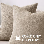 MIULEE Neutral Throw Pillow Cover 24x24 Inch Textured Boucle Accent Case - Soft Polyester for Sofa, Chair, Bedroom, Living Room Decor