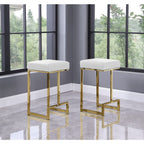 Best Master Furniture Dorrington Faux Leather Backless Counter Height Stool In White/Gold (Set Of 2)