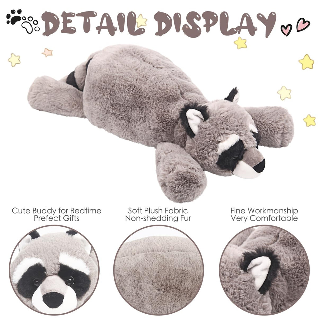 Arelux Soft Raccoon Stuffed Animals:18In Raccoon Plush Cute Cuddly Body Pillow Hug Sleeping Fluffy Wild Animal Toys Bed Decor Pl