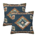 Western Native American Blue Pillow Covers 18X18 Set Of 2, Southwestern Boho Aztec Throw Pillow Covers Outdoor Decorative Pillow
