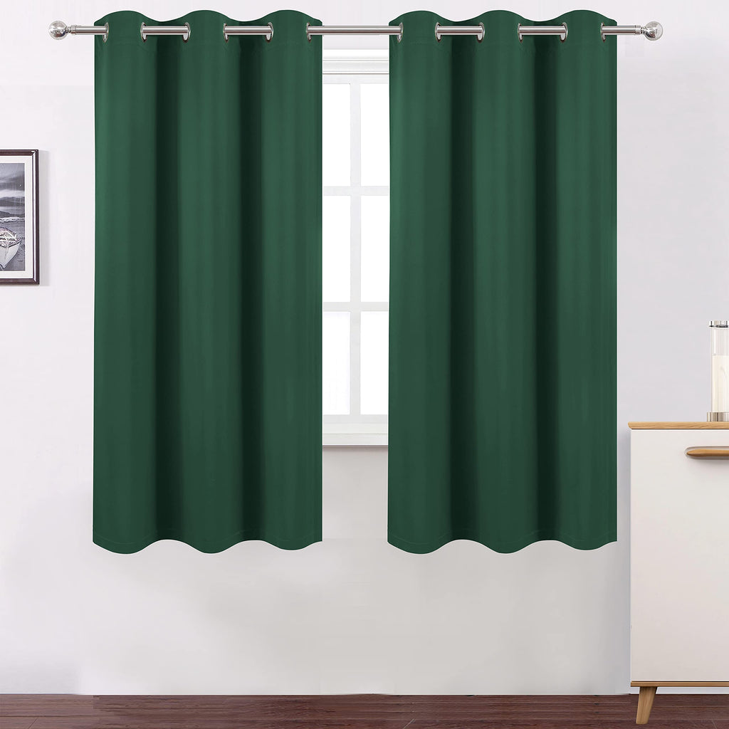 Lemomo 100% Blackout Curtains 40 X 63 Inch/Green Curtains 2 Panels With Black Liner/Double Layer Full Room Darkening Bedroom Cur
