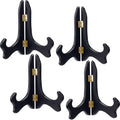 Tatuo 4 Packs Wooden Display Stand Decorative Plate Stands for Display Picture Frame Stand Holder Easels (6 Inch, Black)