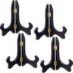 Tatuo 4 Packs Wooden Display Stand Decorative Plate Stands for Display Picture Frame Stand Holder Easels (6 Inch, Black)