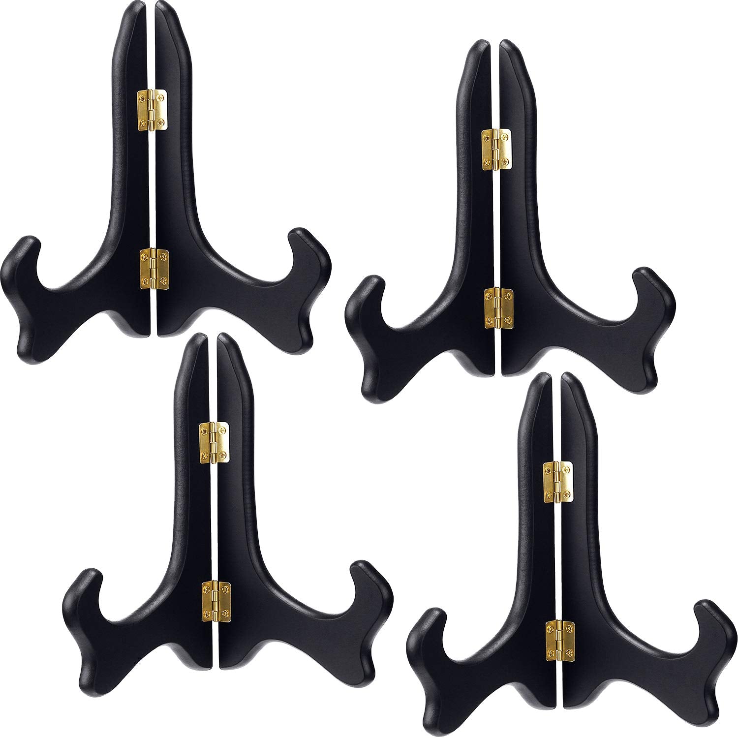 Tatuo 4 Packs Wooden Display Stand Decorative Plate Stands for Display Picture Frame Stand Holder Easels (6 Inch, Black)