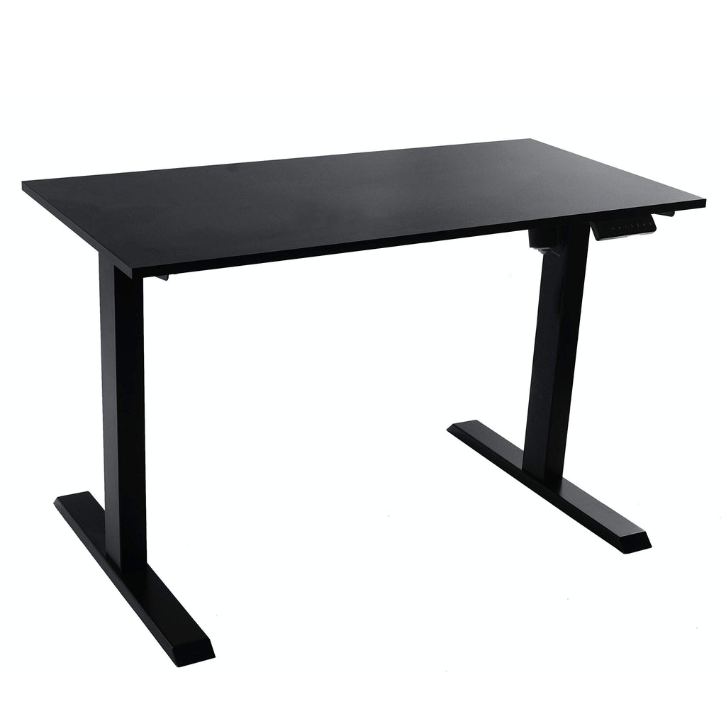 Techorbits Electric Standing Desk Frame 60 X 24 Inch Tabletop - Motorized Workstation Two Leg Stand Up Desk With Memory Settings And Telescopic Sit Stand Height Adjustment (Black Frame/Black Top)
