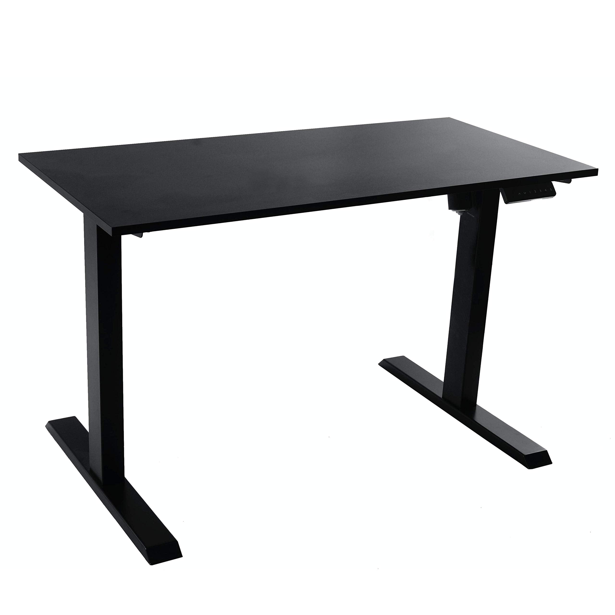 Techorbits Electric Standing Desk Frame 60 X 24 Inch Tabletop - Motorized Workstation Two Leg Stand Up Desk With Memory Settings And Telescopic Sit Stand Height Adjustment (Black Frame/Black Top)