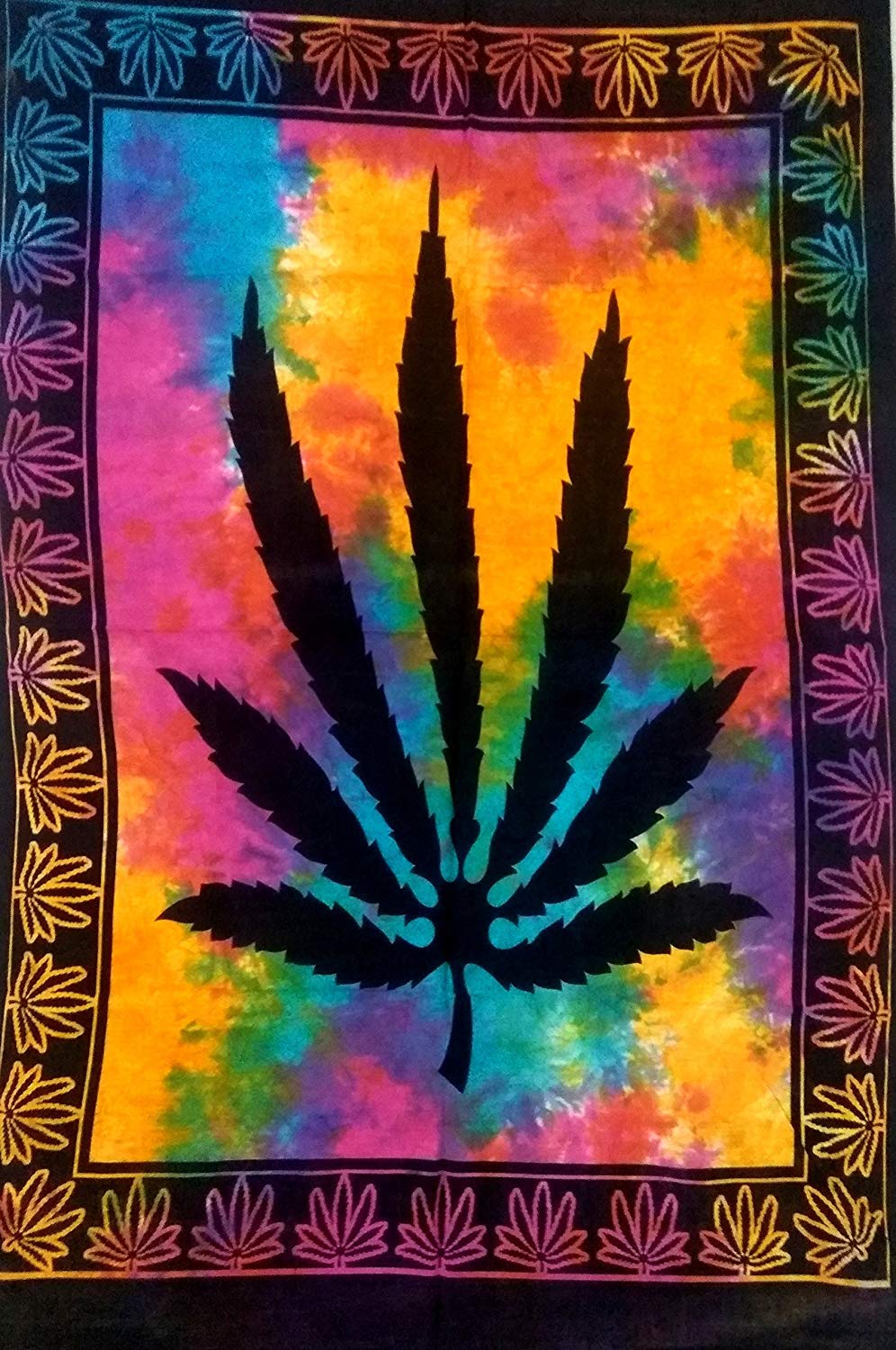 Icc Weed Tapestry Marijuana Wall Hanging Leaf Poster Cannabis Hippie Decor Pot Flag Collage Dorm Trippy Bohemian Art Psychedelic