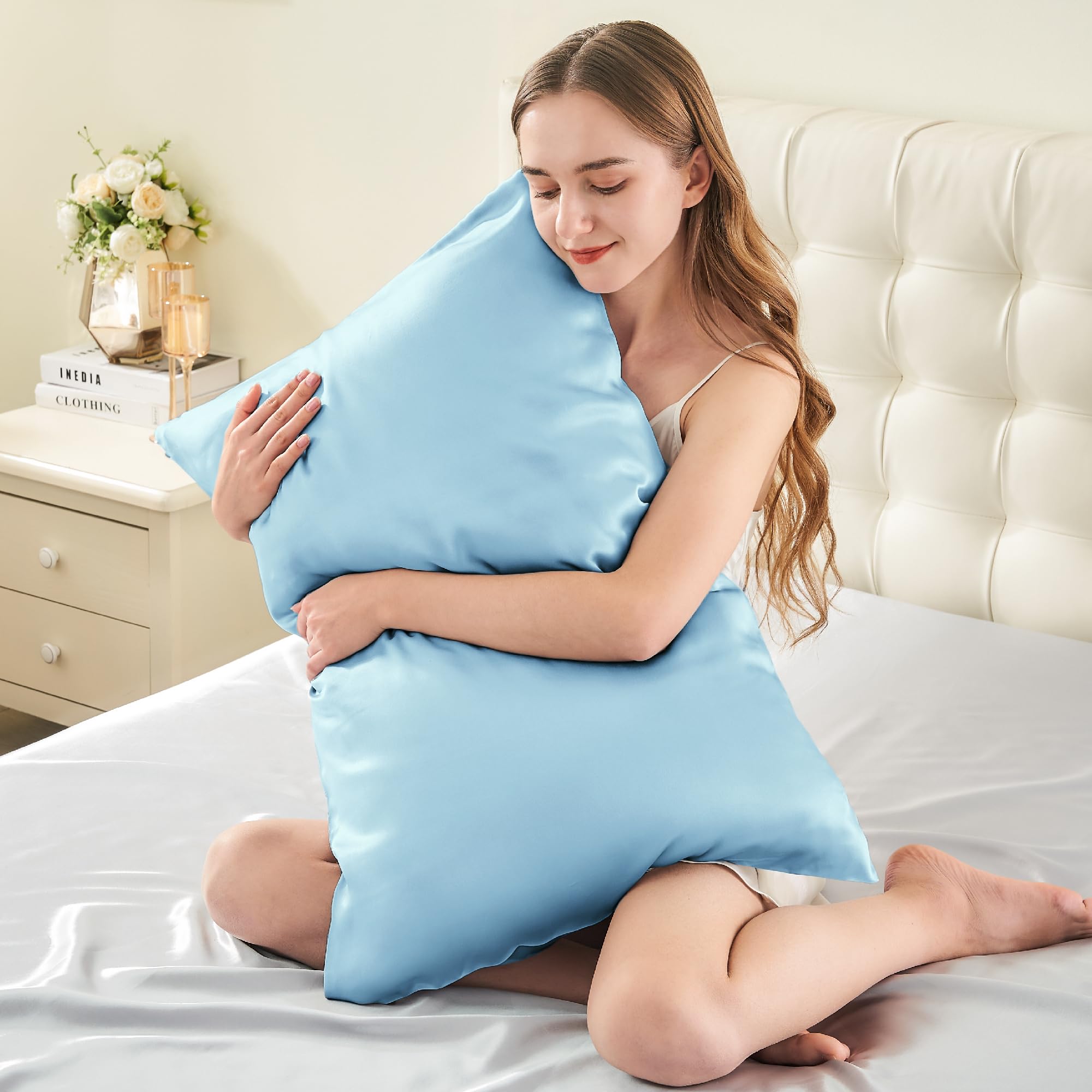 Infiixso Mulberry Silk Pillowcase For Hair And Skin, Silk Pillow Cases Standard Size Set Of 2 With Hidden Zipper 20X26 Inches, S