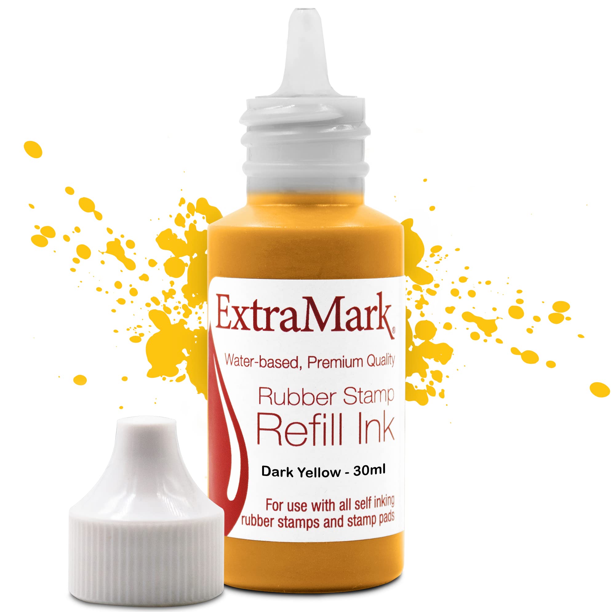 Extramark Premium Stamp Refill Ink For Self-Inking Stamps And Stamp Pads, 30 Ml, Dark Yellow Color Ink.