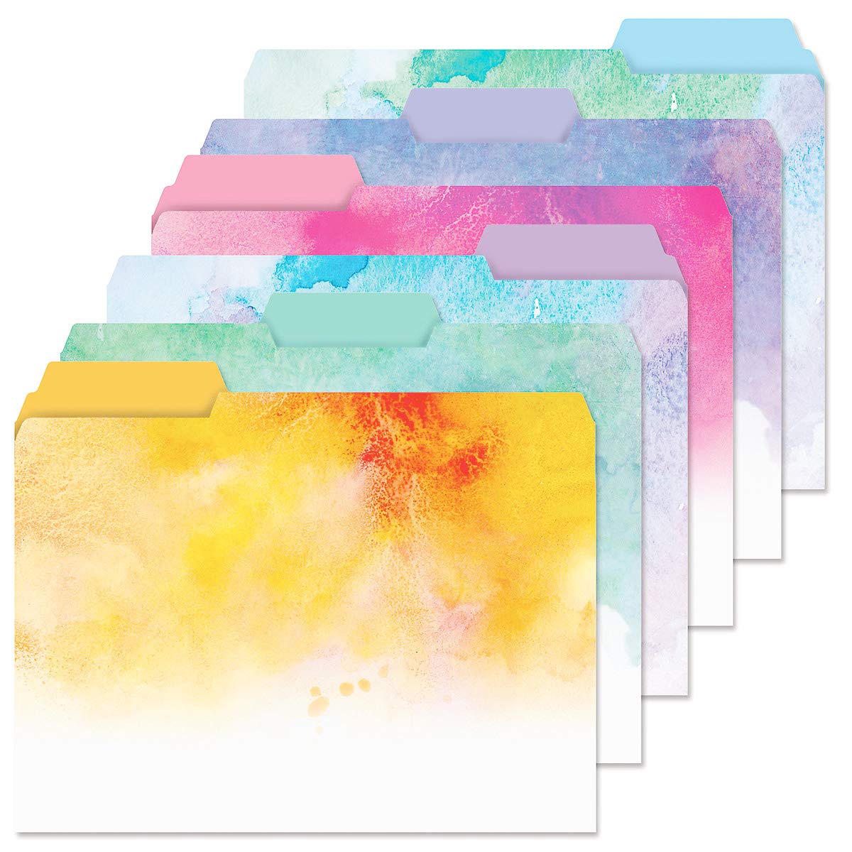 Current Brushstrokes File Folders Value Pack - Bulk Set Of 24, 6 Pretty Decorative Designs, 1/3 Cut Tabs, Heavy-Duty Paper Stock