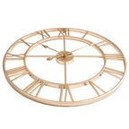Clxeast Champagne Gold Wall Clock, Large 24 Inch Wall Clocks For Living Room Decor, Metal Roman Numeral Wall Clock,Decorative Wa