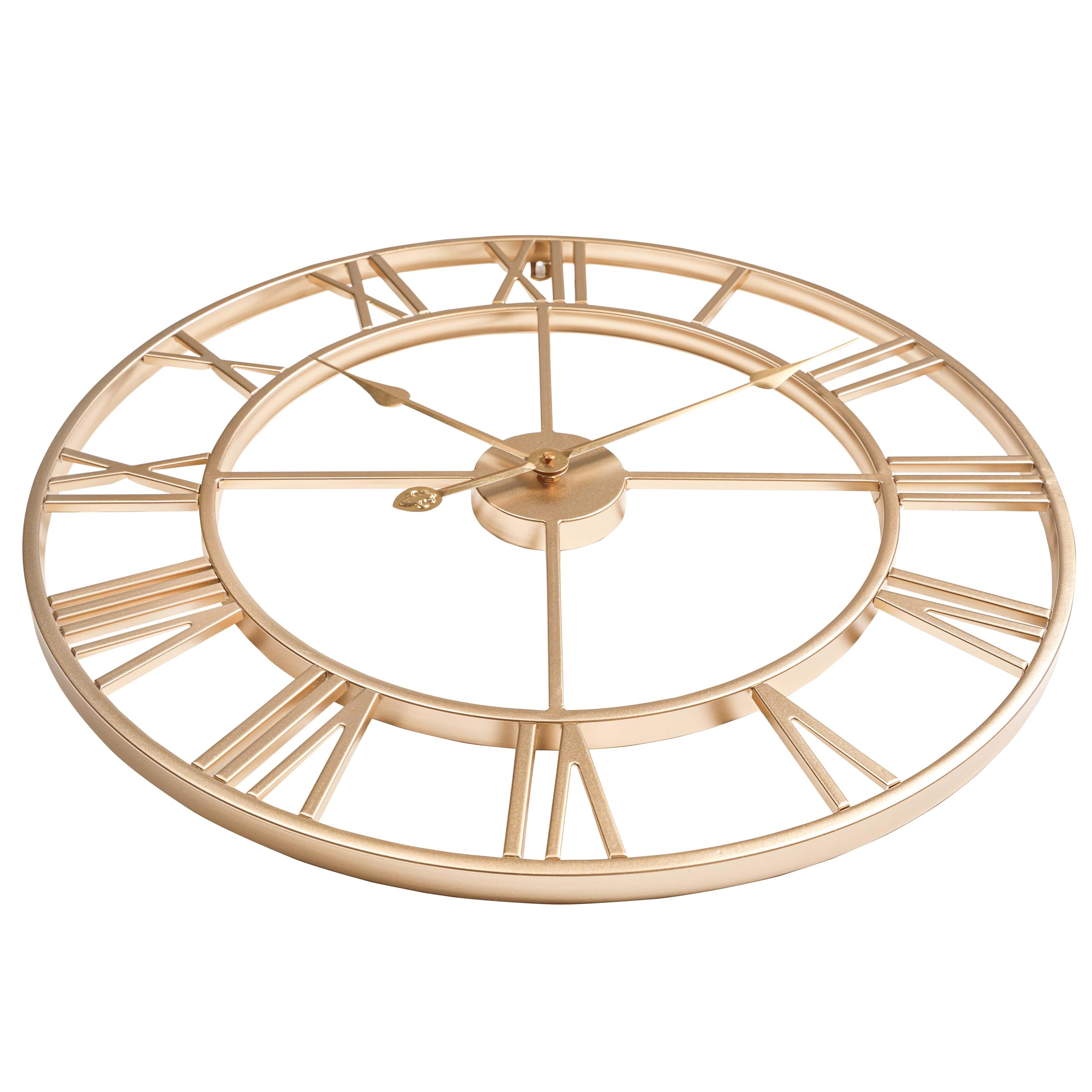 Clxeast Champagne Gold Wall Clock, Large 24 Inch Wall Clocks For Living Room Decor, Metal Roman Numeral Wall Clock,Decorative Wa