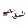 Danya B. ZD17346 Man and Woman Leisurely Reading a Book Bronze Sculptures - Metal Shelf D  cor (2 Piece Set)