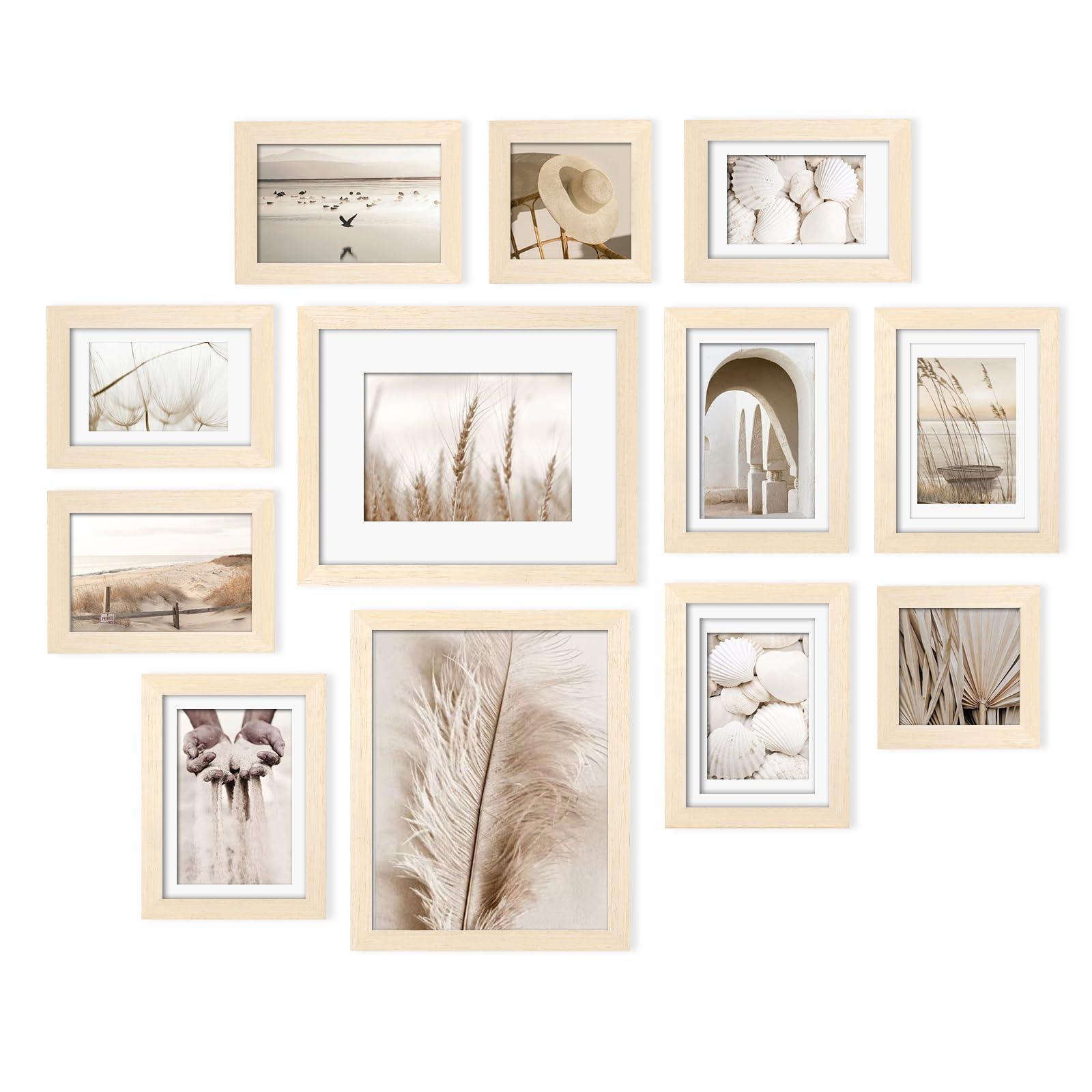 Egofine Picture Frame Set 12 Pack, Picture Frames Collage Wall Decor with Two 8x10, Four 5x7, Four 4x6, Two 4x4 for Wall and Tab