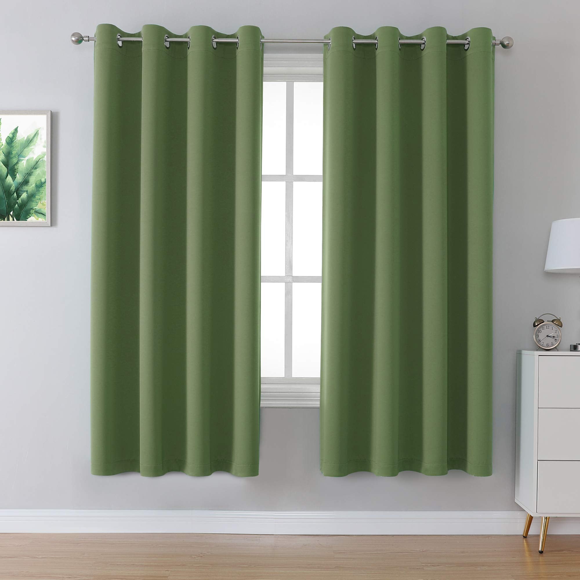 Dualife Sage Green Curtains For Bedroom And Living Room 63 Inch Length Thermal Insulated Blackout Room Darkening Curtains Drapes