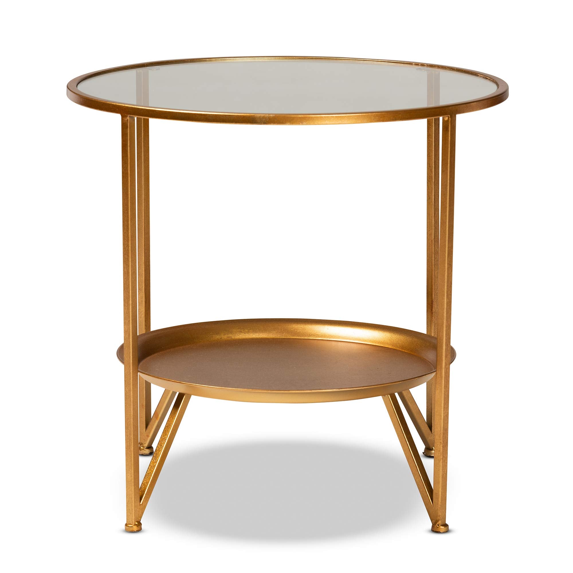 Baxton Studio end-tables, Antique Gold/Clear