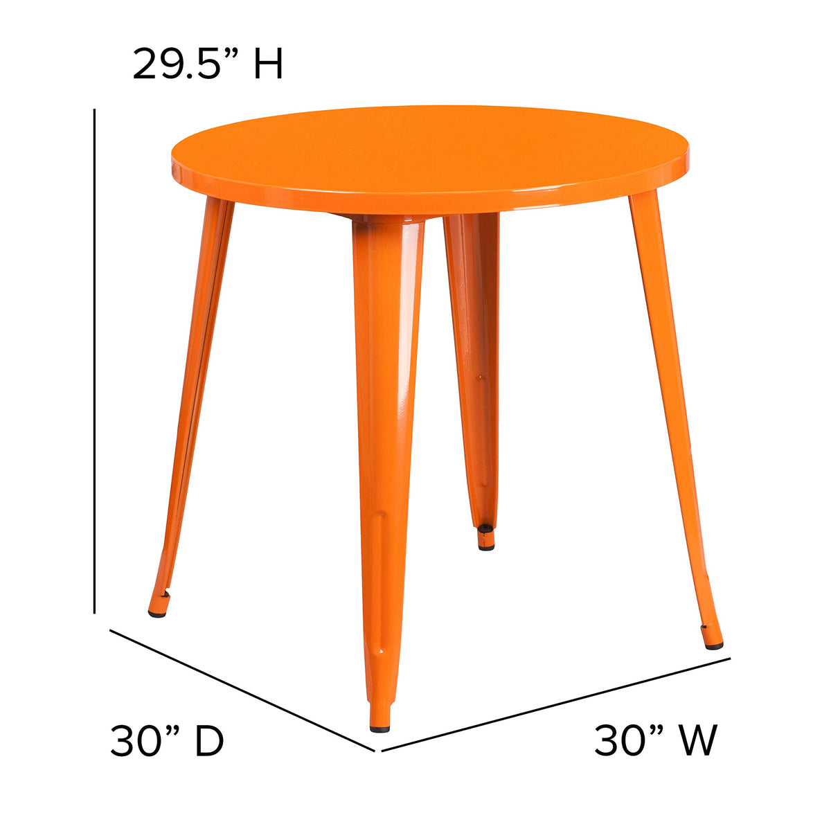 Flash Furniture Jeffrey Commercial Grade 30&quot; Round Orange Metal Indoor-Outdoor Table